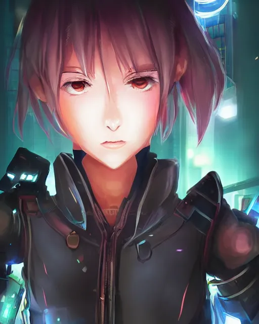 Image similar to portrait of anime girl in mechanic armor in night tokyo by makoto sinkai, perfect face, fine details