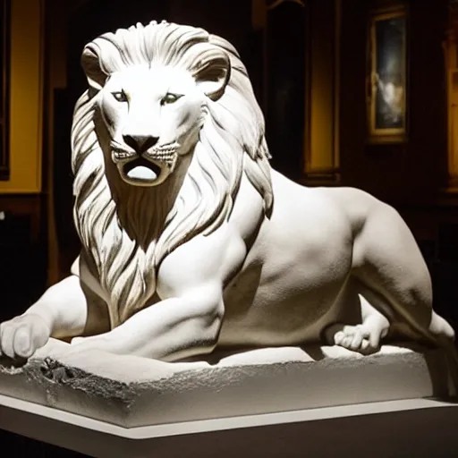 Image similar to Hercules with white lion head statue well lit in museum