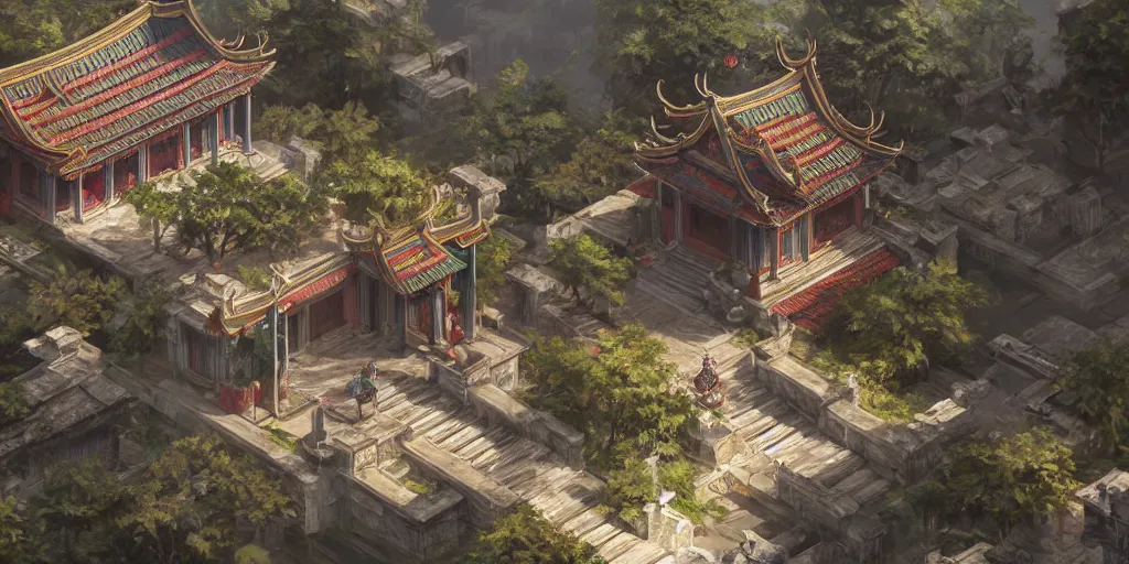 Prompt: vietnamese temple scene, side scroller, 2 d game art background, sharp, detailed, intricate, game level design, cinematic lighting, ultrarealistic, photorealistic, trending on artstation, in the style of yoji shinkawa and greg rutkowski and federico pelat and wlop and karol bak and bouguereau and santiago caruso