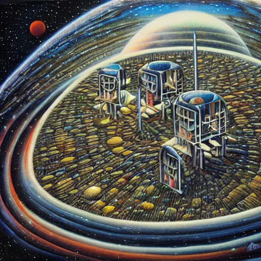 Prompt: spacy colony by don Davis, on canvas