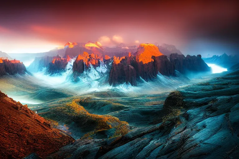 Prompt: beautiful landscape photography by marc adamus, desrt, dramatic lighting