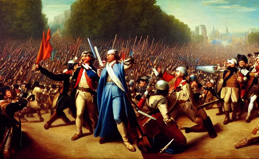 Image similar to liberty leading the people, french revolution, jedi, ewoks, oil on canvas