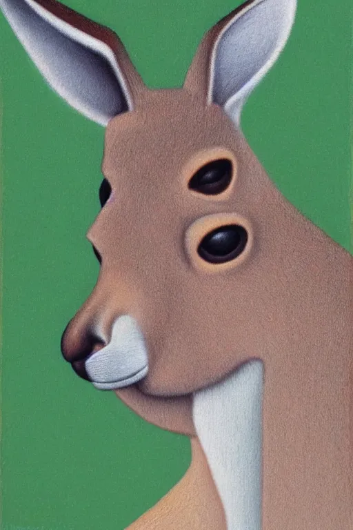 Prompt: ultra realistic kangaroo face portrait in the style of grant wood