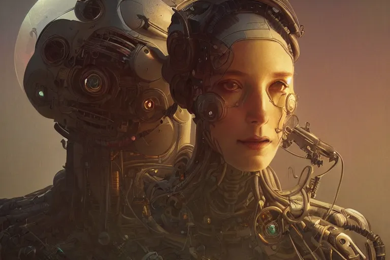 Image similar to portrait of a robot mother, intricate, dystopian, sci-fi, extremely detailed, digital painting, artstation, concept art, smooth, sharp focus, illustration, chiaroscuro lighting, incredible art by artgerm and greg rutkowski and alphonse mucha and simon stalenhag
