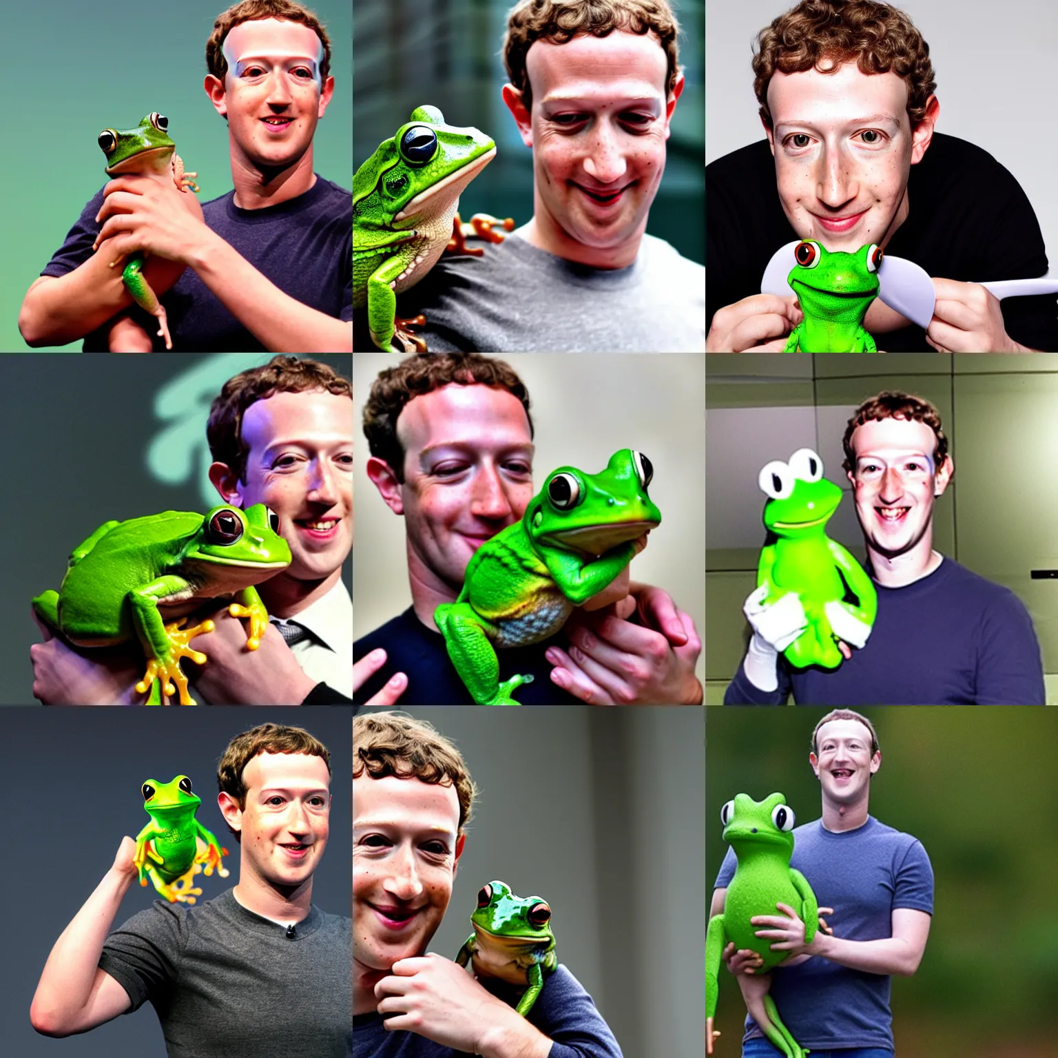 Prompt: mark zuckerberg holding a frog