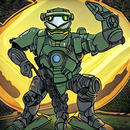 Prompt: masterchief ready to take on the alien horde without his helmet - n 6