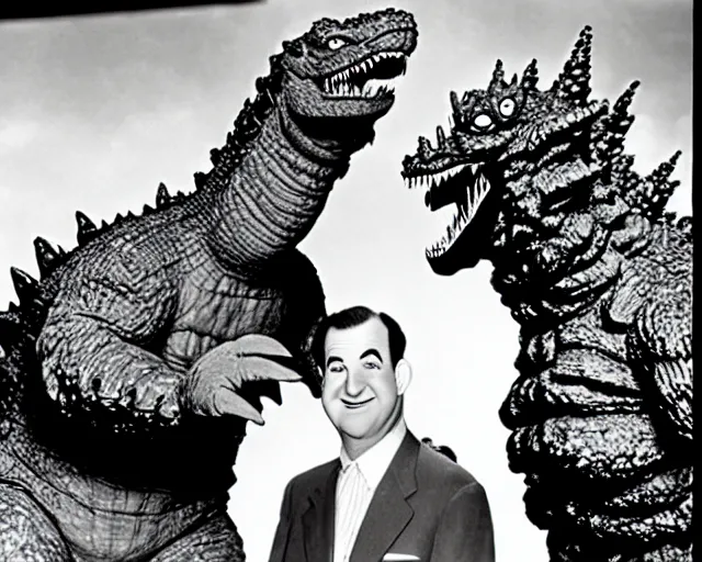 Image similar to Abbott and Costello meet Godzilla