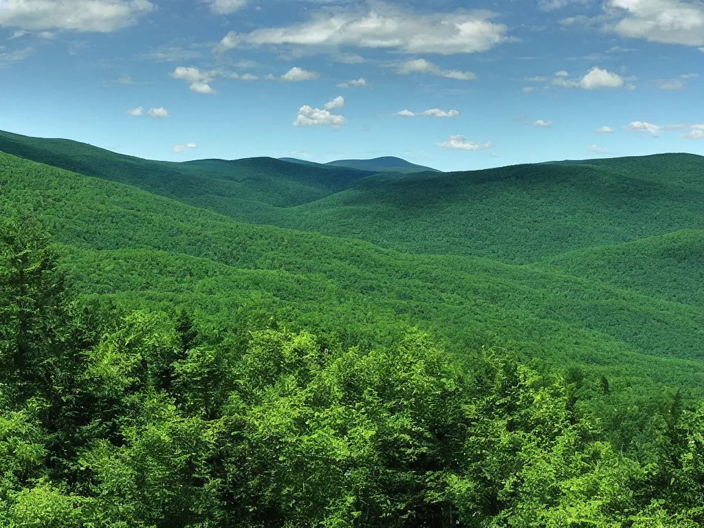 Prompt: blue green shanshui of the appalachian mountains of the laurentians