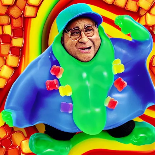 Image similar to Haribo Gummy Danny Devito made of gummy