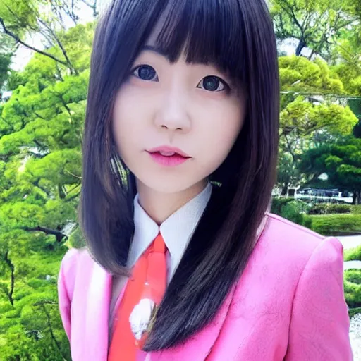 Image similar to a pretty young girl of 2 5, japanese, with big eyes, short shoulder - length hair and a suit ， created by sam yang and trnyteal