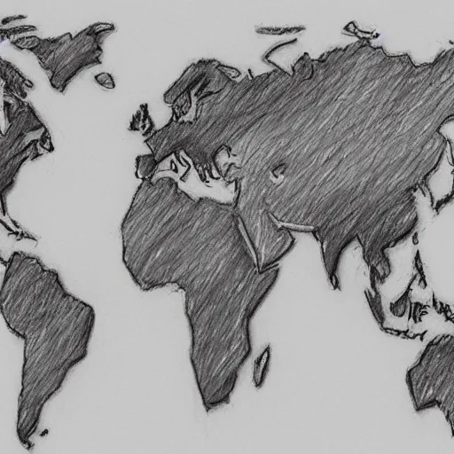 Image similar to world map pencil sketch, trending on artstation, cgsociety