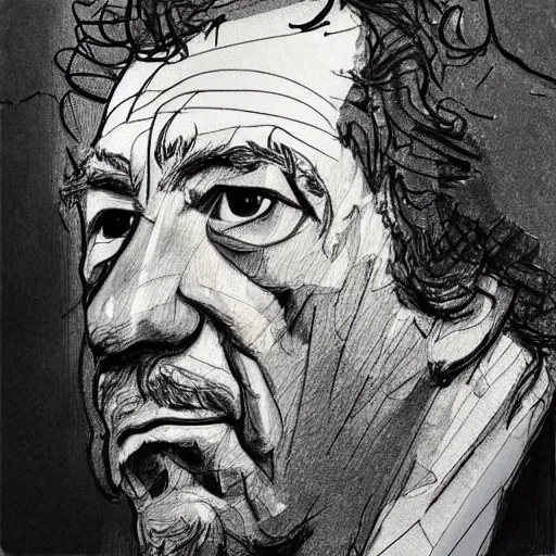 Image similar to a realistic yet scraggly portrait sketch of the side profile of a stern and sophisticated dean ween, trending on artstation, intricate details, in the style of frank auerbach, in the style of sergio aragones, in the style of martin ansin, in the style of david aja, in the style of mattias adolfsson