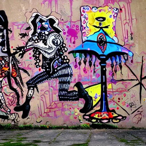 Image similar to transylvanian folk art, in the style of graffiti, made by david choe