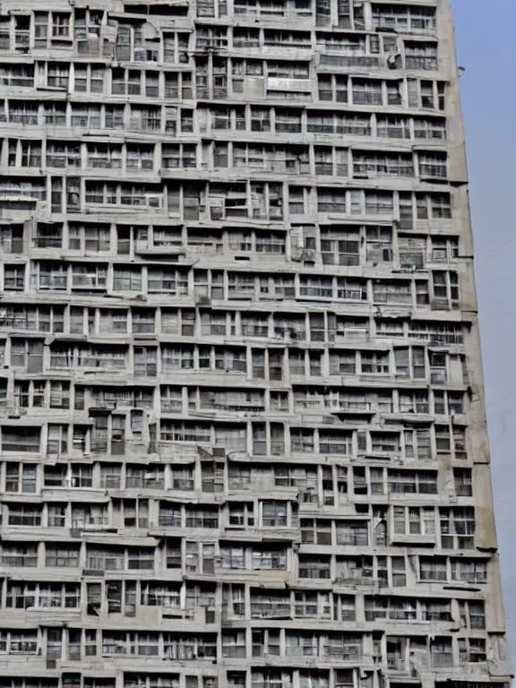 Prompt: Photo of Soviet apartment building, one object