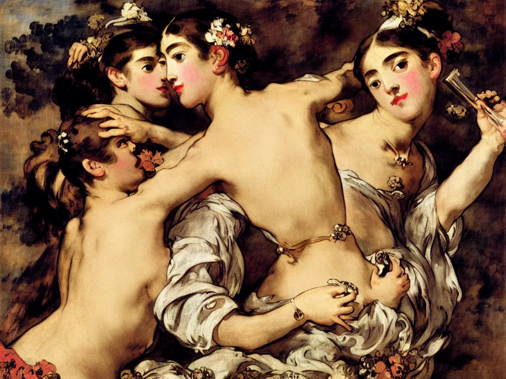 Image similar to fragrance advertising campaign by eugene delacroix, highly detailed, intricate