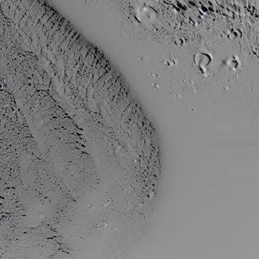 Image similar to a large snowy mountain on pluto. muted colors, dreary, grainy.