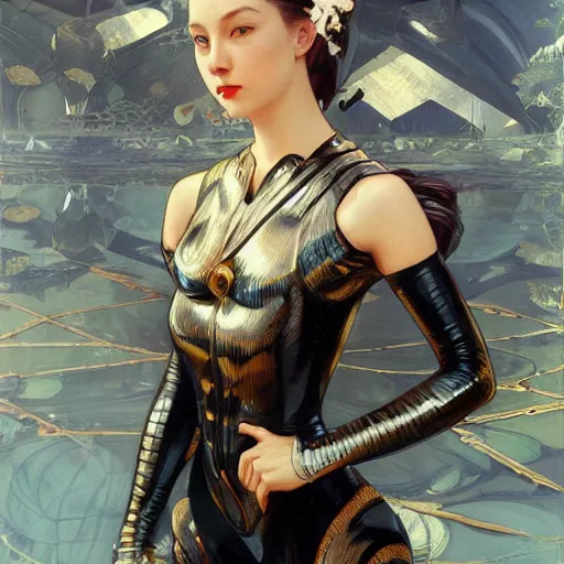 Prompt: hyperdetailed portrait of beautiful queen amber catsuit armored black maid costime girl. highly detailed portrait, digital painting, artstation, sharp foccus ilustration, artstation hq. intricate, elegant. art by wlop and artgerm and greg rutkowski, alphonse mucha, medium shot. dan mumford, tomokazu matsuyama, takato yamamoto