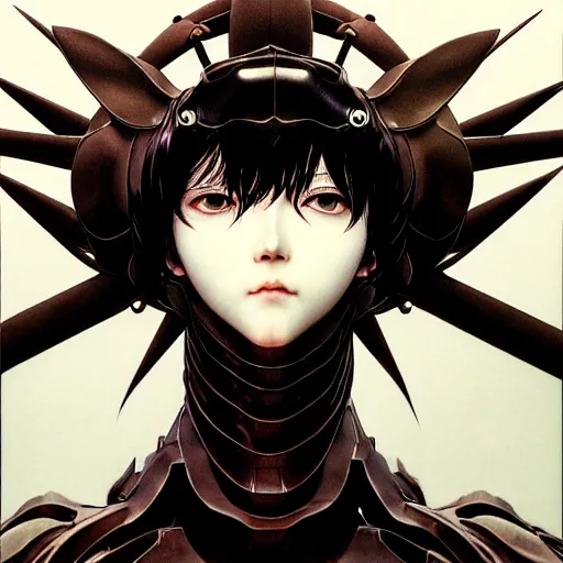 Image similar to prompt : photorealistic cinematic 3 d render of persona portrait soft light painted by takato yamamoto, mecha attributes and armor, inspired by ghost in shell anime, smooth face feature, intricate oil painting, high detail, sharp high detail, manga and anime 1 9 8 0