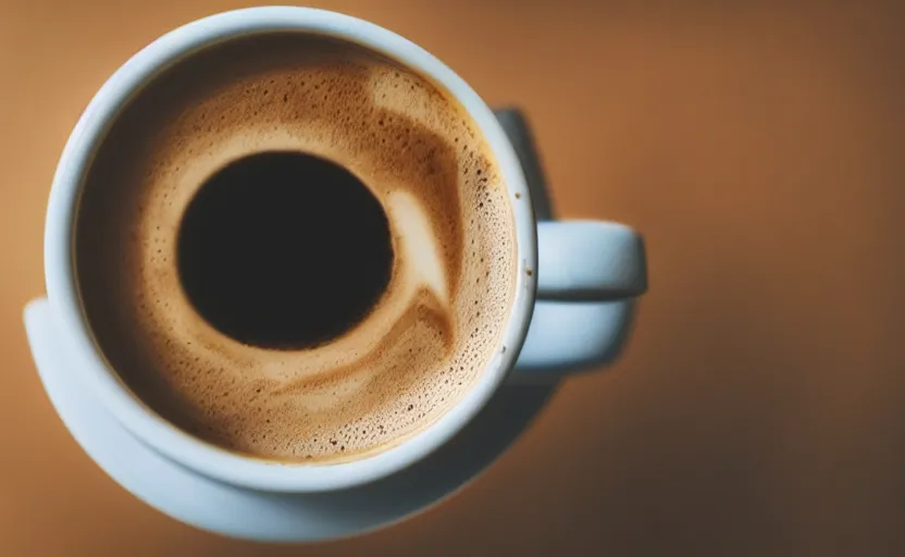 Image similar to top view of a coffee, natural light, cinematic lighting, 8 k