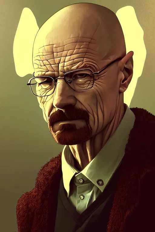 Image similar to a portrait of walter white, fantasy, sharp focus, intricate, elegant, digital painting, artstation, matte, highly detailed, concept art, illustration, ambient lighting, art by ilya kuvshinov, artgerm, alphonse mucha, and greg rutkowski