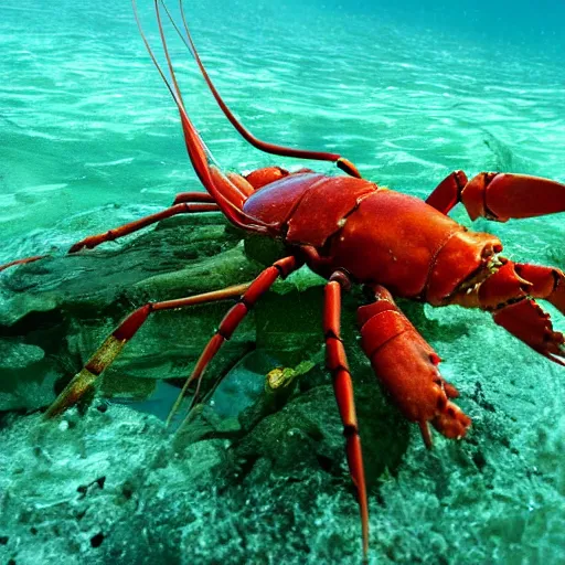 Image similar to lobsters fighting under water