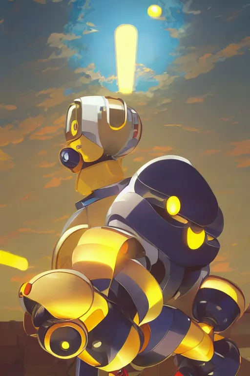 Image similar to metabots medabots medarotto medarot robot minimalist comics, behance hd by jesper ejsing, by rhads, makoto shinkai and lois van baarle, ilya kuvshinov, rossdraws global illumination ray tracing hdr radiating a glowing aura