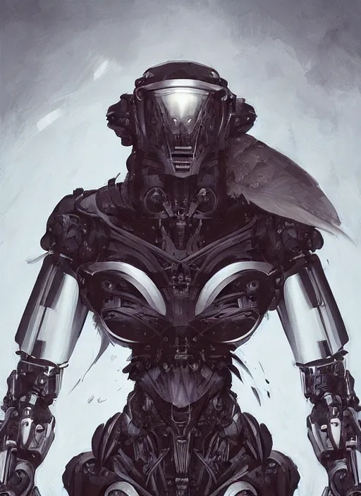 Image similar to anthropomorphic raven bodybuilder cyborg robot ranger portrait, horror, game design fanart by concept artist gervasio canda, behance hd by jesper ejsing, by rhads, h. r. giger, makoto shinkai and lois van baarle, ilya kuvshinov