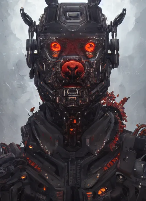 Image similar to high intricate portrait of a cyborg hellhound, maria panfilova, andrea savchenko, mike kime, ludovic plouffe, qi sheng luo, oliver cook, makoto shinkai, trending on artstation