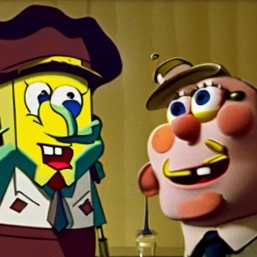 Image similar to film stills, daniel day lewis in the dramatic live - action biopic film of spongebob. not a cartoon.