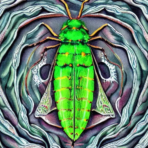 Image similar to a detailed portrait of a magic green moth, art illustration, incredibly highly detailed and realistic, 8 k, sharp focus