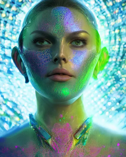 Image similar to a powerful energy psychedelic matrix queen, by alexander fedosav, hyper detailed digital matte painting, concept art, hyperrealism, 1 6 k resolution, cinema 4 d, 8 k resolution, trending on artstation, behance hd, a masterpiece, by stephan martiniere, particles, cel - shaded, power bright neon energy, by david a. hardy,