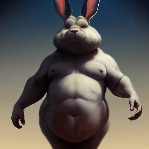 Prompt: portrait of the real life Big Chungus, expressive pose, futuristic, highly detailed, digital painting, artstation, concept art, smooth, sharp focus, dramatic light, studio light, by Henry Fuseli