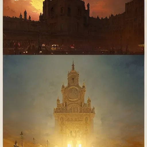 Image similar to sevilla city of spain, reflexions, verry high details by william turner art, greg rutkowski and alphonse mucha, trending on artstation, very very detailed, masterpiece,