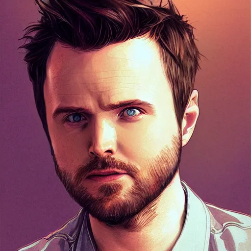 Image similar to portrait of Aaron Paul as Peter Parker, elegant, intricate, headshot, highly detailed, digital painting, artstation, concept art, sharp focus, illustration, art by artgerm and greg rutkowski and alphonse mucha