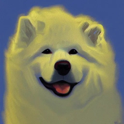 Prompt: a samoyed by vincent van gogh, digital art, trending on artstation