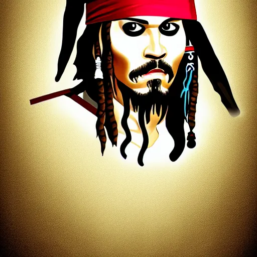 Image similar to portrait of captain jack sparrow, clear clean face, symmetrical face, ilya kushinov style