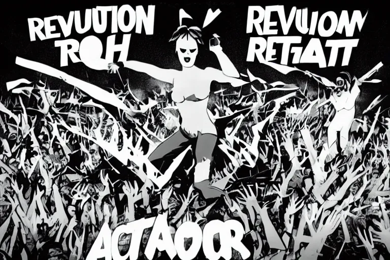 Image similar to revolution. action. atari teenage riot. imagined by pascal blanche.