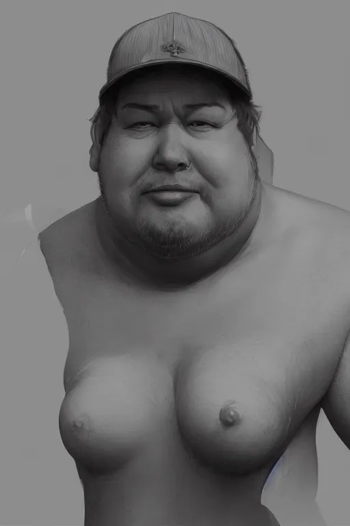Image similar to a very fat trucker, intricate and soft by miho hirano, ruan jia, yoshitaka amano, wlop, vray render, artstation, deviantart, pinterest, 5 0 0 px models