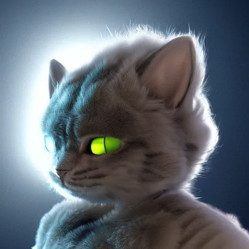 Prompt: fluffy alien cat rabbit hybrid creature character concept 3 d render with detailed fur 4 k