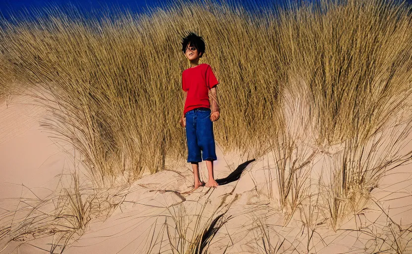 Image similar to a luffy in sand dunes, photography