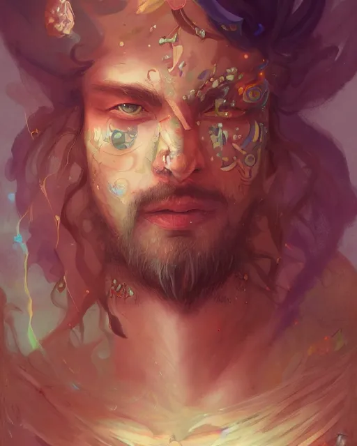 Image similar to beautiful portrait of a psychedelic shaman, by pete mohrbacher and artgerm and wlop, digital art, highly detailed, intricate, fantasy, mystical, Trending on Artstation HQ, deviantart, unreal engine, 4K UHD image