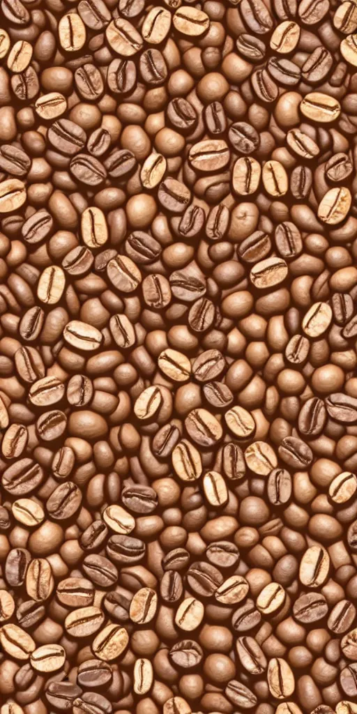 Image similar to seamless pattern of coffee beans, latte art, 60's poster, symmetrical, high detail, repeating 35mm photography