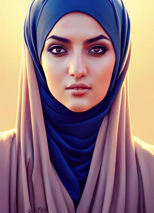 Image similar to photo of a gorgeous young arabic woman in the style of stefan kostic, realistic, sharp focus, 8k high definition, insanely detailed, intricate, elegant, art by stanley lau and artgerm