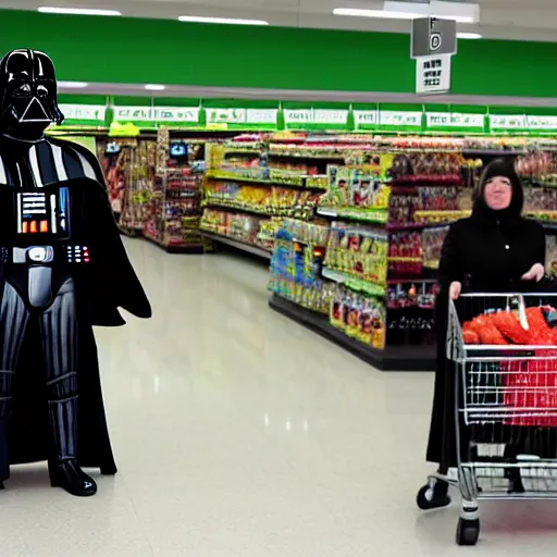 Image similar to darth vader shopping at asda