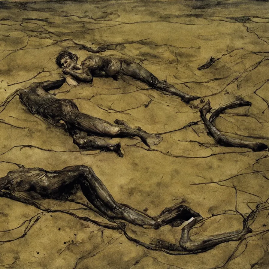 Prompt: Crawling in the Mud, by Andrew Wyeth