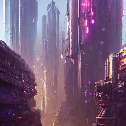 Prompt: a cyberpunk city in utopian future, by alex grey and greg rutkowski, trending on artstation, concept art