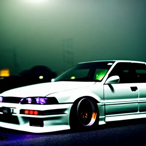 Prompt: a car JZX100 turbo drift at illegal car meet, Gunma prefecture, city midnight mist lights, cinematic color, photorealistic, highly detailed wheels, 200MM