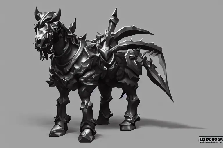 Prompt: 3d sculpt of an evil ironwork horse, artstaton, League of Legends, overwatch, digital illustration