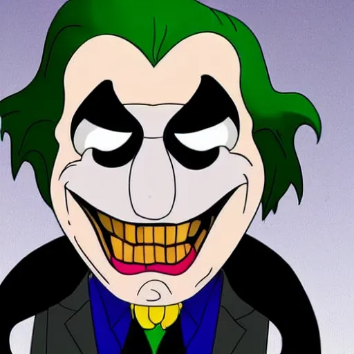 Image similar to The joker in family guy, authentic style, very intricate, very detailed,