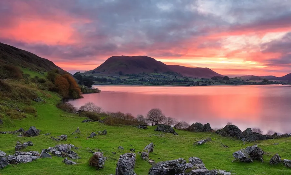 Image similar to sunset at the lake district